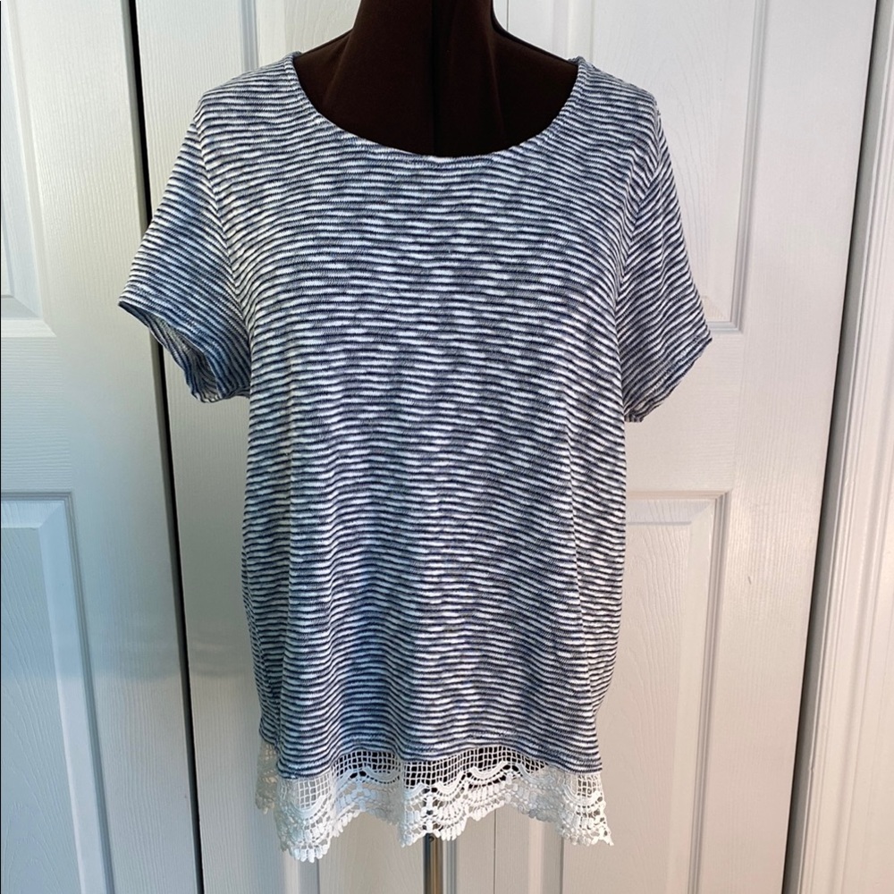 2 for $25 - Reitmans 100% Cotton Lace Hemmed French Terry Cloth Blouse, 2X Plus